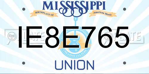 IE8E765 Mississippi License Plate
