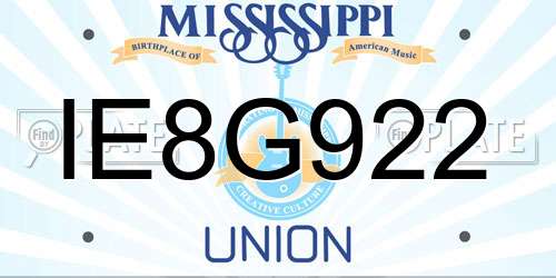 IE8G922 Mississippi License Plate