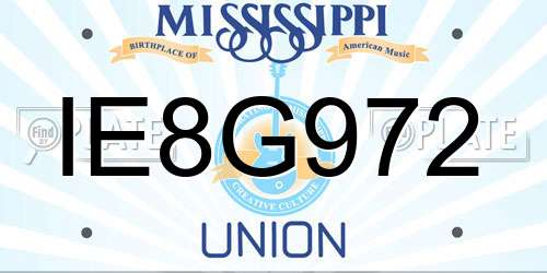 IE8G972 Mississippi License Plate