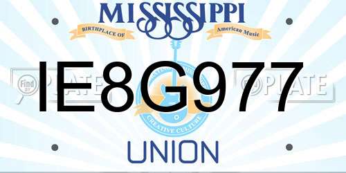 IE8G977 Mississippi License Plate