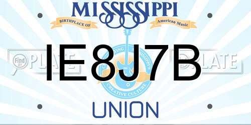 IE8J7B Mississippi License Plate