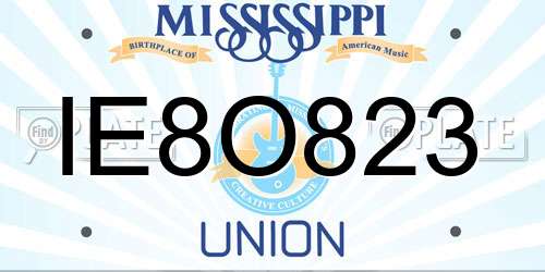 IE8O823 Mississippi License Plate
