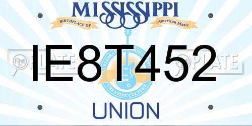 IE8T452 Mississippi License Plate