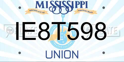 IE8T598 Mississippi License Plate
