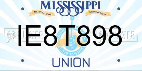 IE8T898 Mississippi License Plate