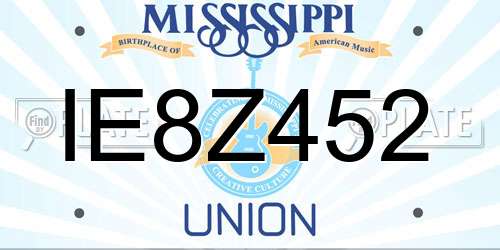 IE8Z452 Mississippi License Plate