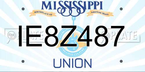IE8Z487 Mississippi License Plate