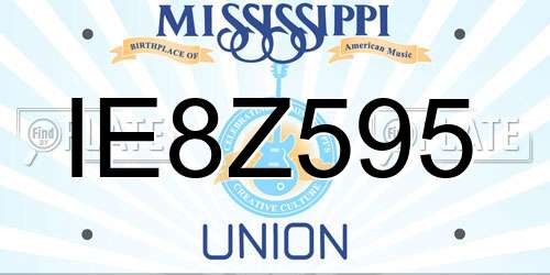 IE8Z595 Mississippi License Plate