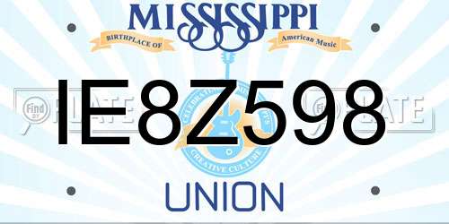 IE8Z598 Mississippi License Plate