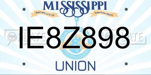 IE8Z898 Mississippi License Plate