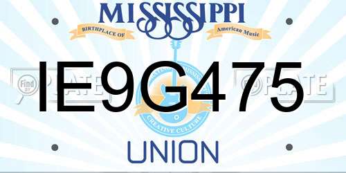 IE9G475 Mississippi License Plate