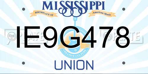 IE9G478 Mississippi License Plate