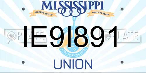 IE9I891 Mississippi License Plate