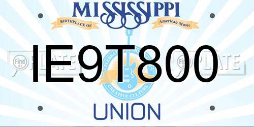 IE9T800 Mississippi License Plate