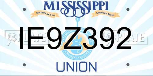 IE9Z392 Mississippi License Plate