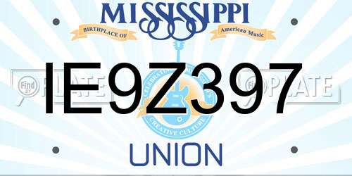 IE9Z397 Mississippi License Plate