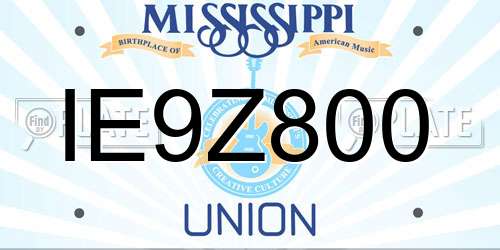 IE9Z800 Mississippi License Plate