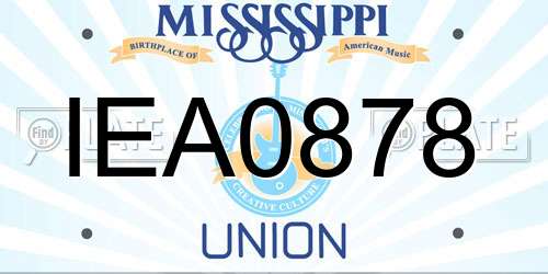 IEA0878 Mississippi License Plate