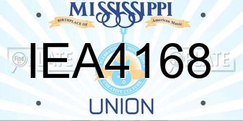 IEA4168 Mississippi License Plate