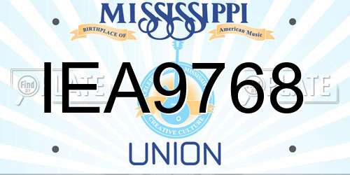 IEA9768 Mississippi License Plate