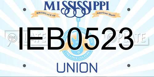 IEB0523 Mississippi License Plate