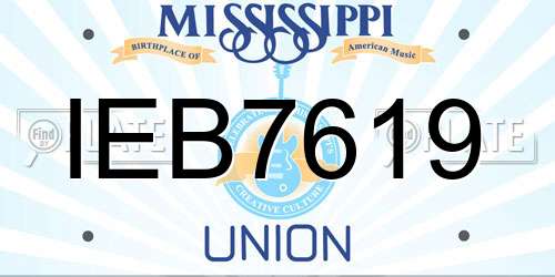 IEB7619 Mississippi License Plate
