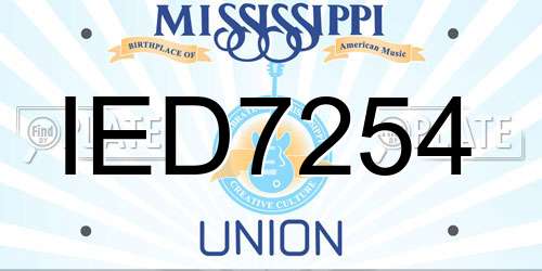 IED7254 Mississippi License Plate