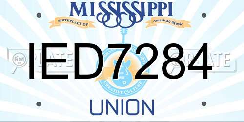 IED7284 Mississippi License Plate