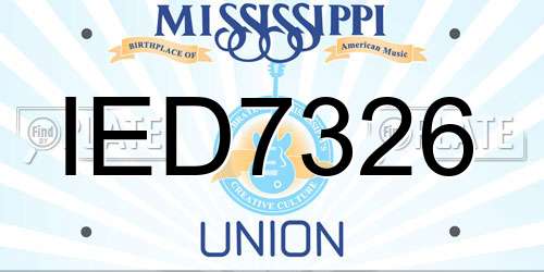 IED7326 Mississippi License Plate