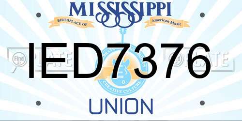 IED7376 Mississippi License Plate