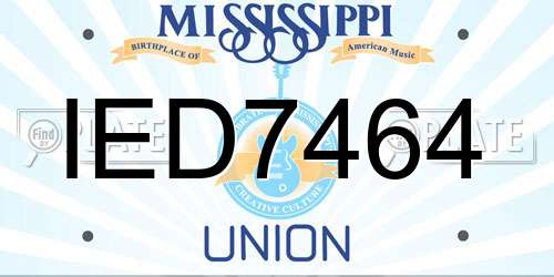IED7464 Mississippi License Plate