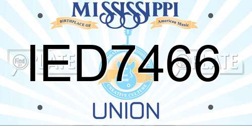 IED7466 Mississippi License Plate