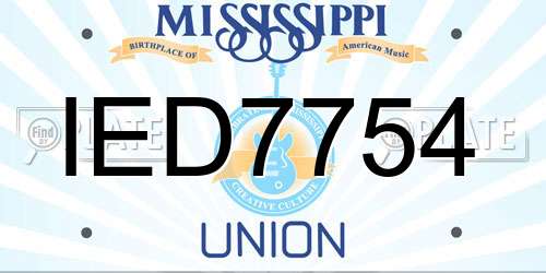 IED7754 Mississippi License Plate