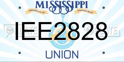 IEE2828 Mississippi License Plate