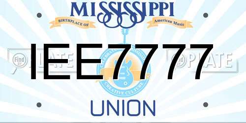 IEE7777 Mississippi License Plate
