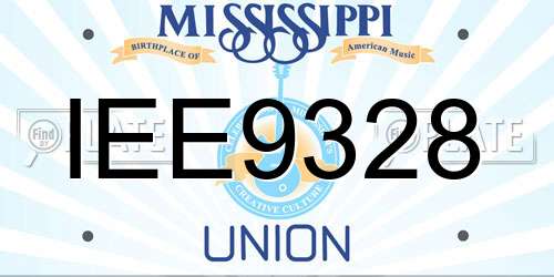 IEE9328 Mississippi License Plate
