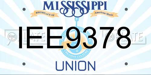 IEE9378 Mississippi License Plate