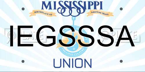 IEGSSSA Mississippi License Plate