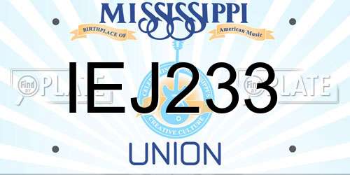 IEJ233 Mississippi License Plate