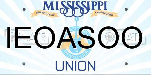 IEOASOO Mississippi License Plate