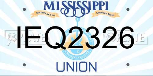 IEQ2326 Mississippi License Plate