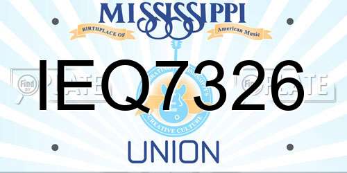 IEQ7326 Mississippi License Plate