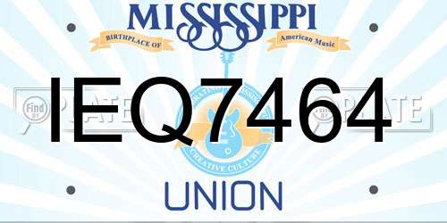 IEQ7464 Mississippi License Plate