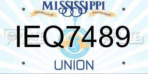IEQ7489 Mississippi License Plate