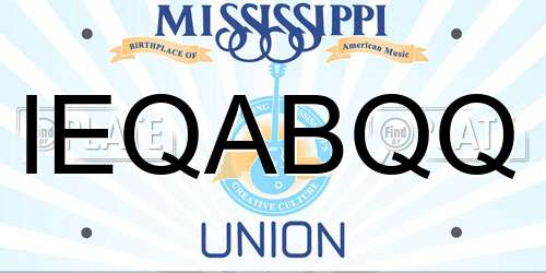 IEQABQQ Mississippi License Plate