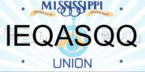 IEQASQQ Mississippi License Plate