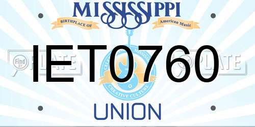IET0760 Mississippi License Plate