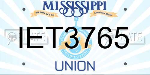 IET3765 Mississippi License Plate