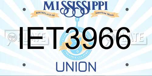IET3966 Mississippi License Plate