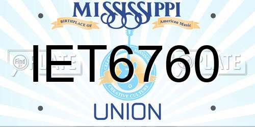IET6760 Mississippi License Plate